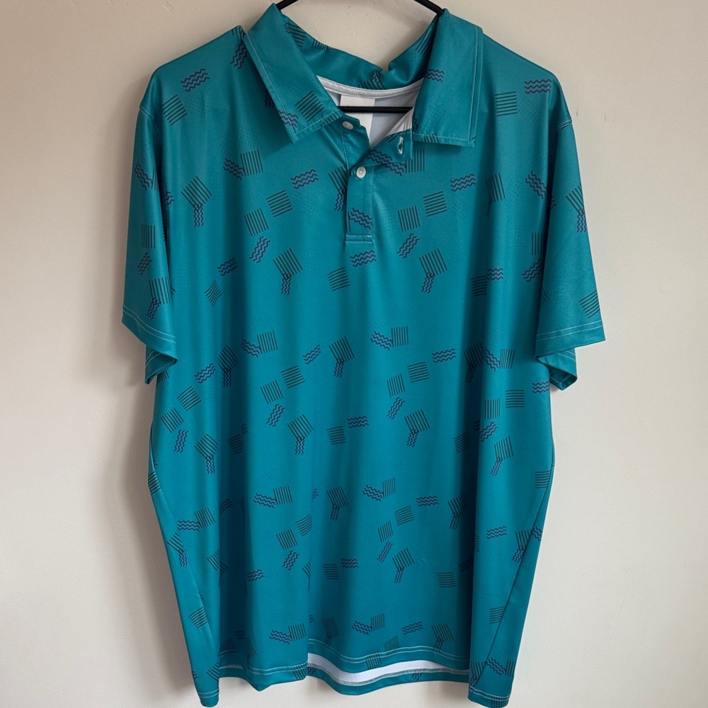 Teal Patterned Men's Polo Shirt